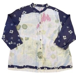 Citron by Santa Monica 3/4 Sleeve Button-Up Top with Pockets. Size 2X